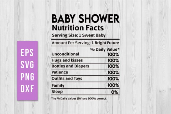 Baby Shower Nutrition Facts Svg for Creative Crafts