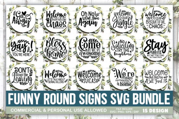 Funny Round Signs SVG Bundle: A Versatile Graphics Asset for Crafts
