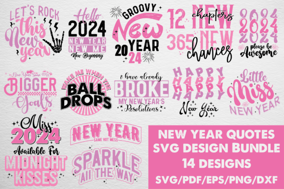 Pink New Year SVG Bundle: A Fresh Graphics Asset for Crafts