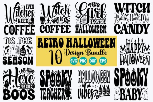 Retro Halloween Bundle SVG Design for Crafts & Graphics