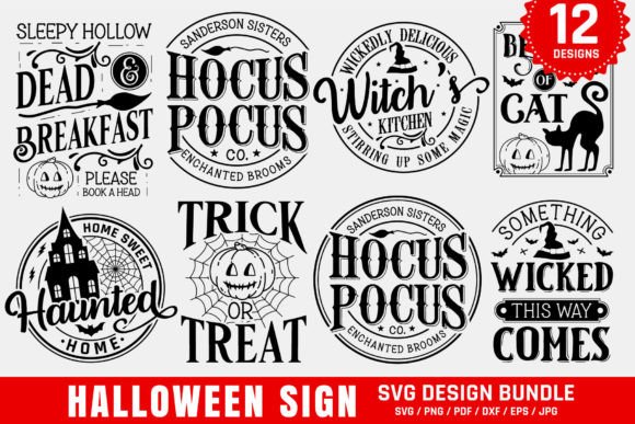 Vintage Halloween Sign SVG Bundle: Graphics for Crafts